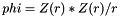 \[phi = Z(r) * Z(r) / r\]